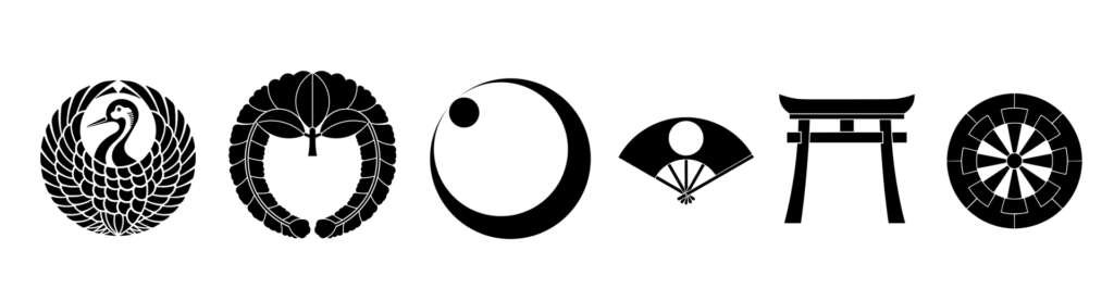 Emblemas de las diferentes categorías de diseño de Kamon.