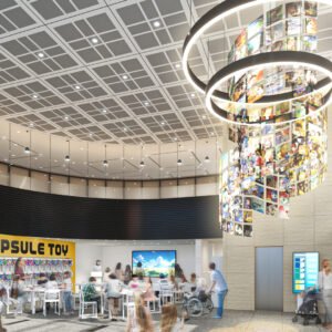 Render de la entrada principal de la Anime Tokyo Station.