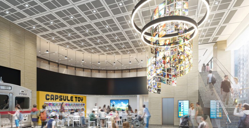 Render de la entrada principal de la Anime Tokyo Station.